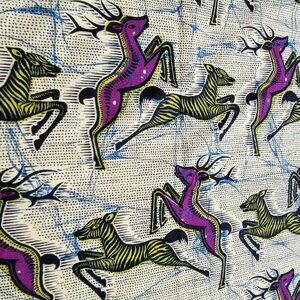 African Wax Print Fabric Running Deer Pattern By Sotiba Dakar 39L x 44W